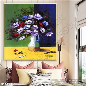 Tranh tĩnh vật hoa quả sơn dầu treo tường phòng khách