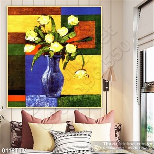 Tranh tĩnh vật hoa quả sơn dầu hiện đại