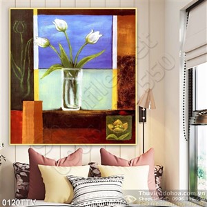 Tranh tĩnh vật hoa quả sơn dầu treo tường độc đáo