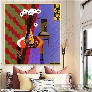 Tranh tĩnh vật hoa quả sơn dầu hiện đại treo tường