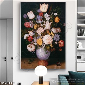 Tranh tĩnh vật hoa quả sơn dầu treo tường đẹp