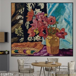 Tranh tĩnh vật hoa quả sơn dầu treo tường hiện đại