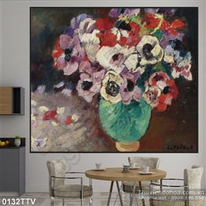 Tranh tĩnh vật hoa quả sơn dầu treo tường độc đáo