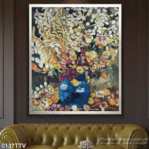 Tranh tĩnh vật hoa quả sơn dầu treo tường độc đáo