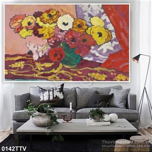 Tranh tĩnh vật hoa quả sơn dầu treo tường