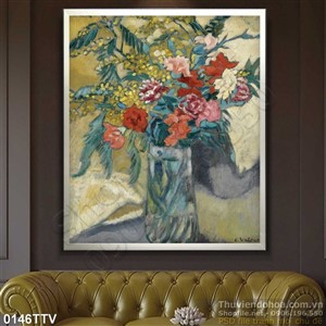 Tranh tĩnh vật hoa quả sơn dầu treo tường độc đáo