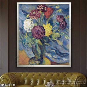 Tranh tĩnh vật hoa quả sơn dầu treo tường