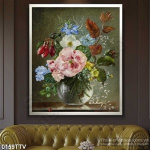 Tranh tĩnh vật hoa quả sơn dầu trang trí tường