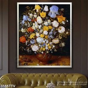 Tranh tĩnh vật hoa quả sơn dầu trang trí phòng khách