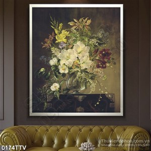 Tranh tĩnh vật hoa quả sơn dầu treo tường đẹp