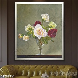 Tranh tĩnh vật hoa quả sơn dầu trang trí tường