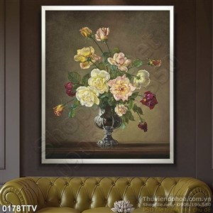 Tranh tĩnh vật hoa quả sơn dầu treo tường độc đáo