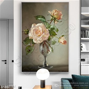 Tranh tĩnh vật hoa quả sơn dầu treo tường phòng khách