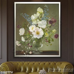 Tranh tĩnh vật hoa quả sơn dầu treo tường