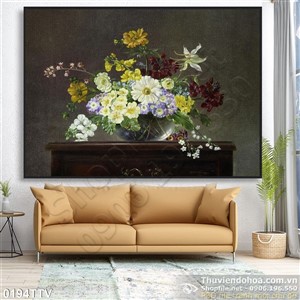 Tranh tĩnh vật hoa quả sơn dầu trang trí phòng khách