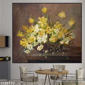 Tranh tĩnh vật hoa quả sơn dầu trang trí phòng khách