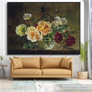Tranh tĩnh vật hoa quả sơn dầu trang trí phòng khách