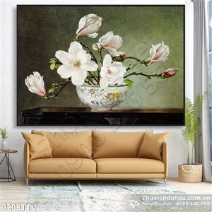 Tranh tĩnh vật hoa quả sơn dầu trang trí phòng khách