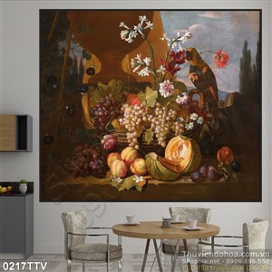 Tranh tĩnh vật hoa quả sơn dầu trang trí phòng bếp