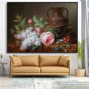 Tranh tĩnh vật hoa quả sơn dầu treo tường độc đáo
