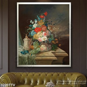 Tranh tĩnh vật hoa quả sơn dầu trang trí