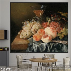 Tranh tĩnh vật hoa quả sơn dầu trang trí nghệ thuật
