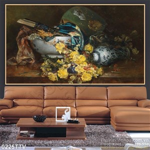 Tranh tĩnh vật hoa quả sơn dầu treo tường đẹp