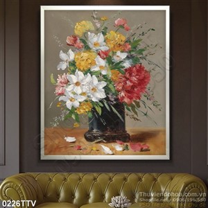 Tranh tĩnh vật hoa quả sơn dầu trang trí phòng