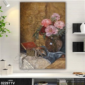 Tranh tĩnh vật hoa quả sơn dầu treo tường phòng khách