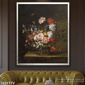 Tranh tĩnh vật hoa quả sơn dầu treo tường