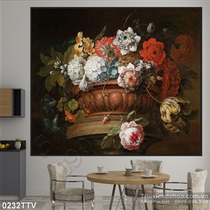 Tranh tĩnh vật hoa quả sơn dầu trang trí phòng khách