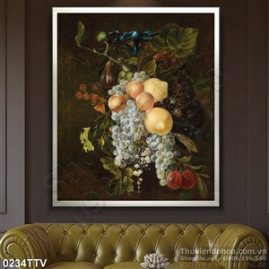 Tranh tĩnh vật hoa quả sơn dầu trang trí phòng khách