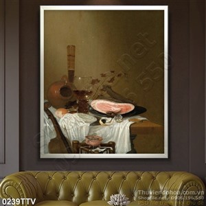 Tranh tĩnh vật hoa quả sơn dầu nội thất