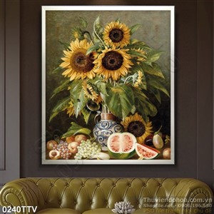 Tranh tĩnh vật hoa quả sơn dầu nghệ thuật trang trí tường