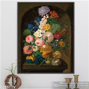 Tranh tĩnh vật hoa quả sơn dầu trang trí tường