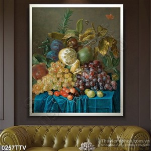 Tranh tĩnh vật hoa quả sơn dầu trang trí phòng ăn
