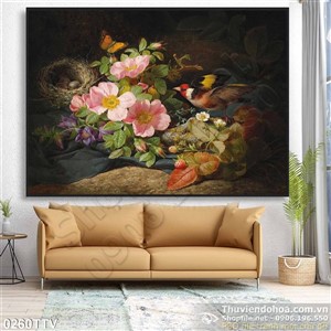 Tranh tĩnh vật hoa quả sơn dầu treo tường