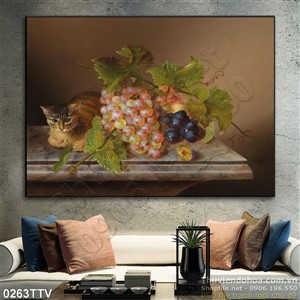 Tranh tĩnh vật hoa quả sơn dầu treo tường đẹp
