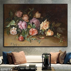 Tranh tĩnh vật hoa quả sơn dầu trang trí nội thất