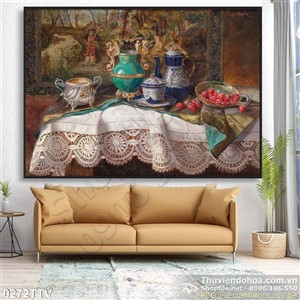Tranh tĩnh vật hoa quả sơn dầu trang trí phòng ăn