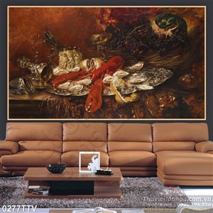 Tranh tĩnh vật hoa quả sơn dầu treo tường độc đáo