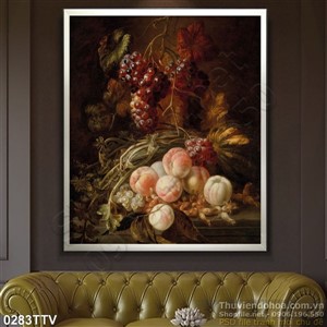 Tranh tĩnh vật hoa quả sơn dầu trang trí phòng ăn