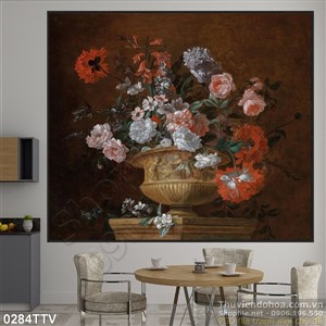 Tranh tĩnh vật hoa quả sơn dầu nghệ thuật treo tường