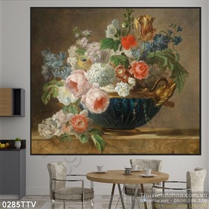 Tranh tĩnh vật hoa quả sơn dầu treo tường đẹp