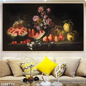 Tranh tĩnh vật hoa quả sơn dầu trang trí phòng bếp