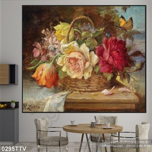 Tranh tĩnh vật hoa quả sơn dầu treo tường đẹp