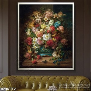 Tranh tĩnh vật hoa quả sơn dầu treo tường nghệ thuật