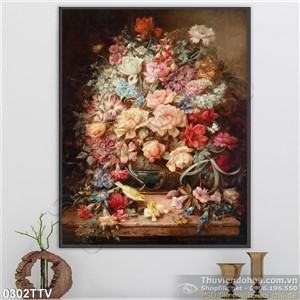Tranh tĩnh vật hoa quả sơn dầu trang trí tường phòng khách