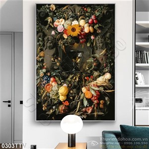 Tranh tĩnh vật hoa quả sơn dầu treo tường nghệ thuật