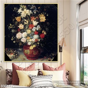 Tranh tĩnh vật hoa quả sơn dầu treo tường đẹp